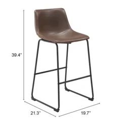 Kirkland's Home Chestnut Faux Leather Sloped Bar Stools, Set Of 2- Bar Stools & Counter Height Stools