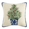 Kirkland's Home Chinoiserie Tree Blue Trim Wool Christmas Pillow- Pillows