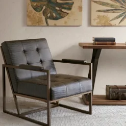 Kirkland's Home Chocolate Walden Faux Leather Accent Chair- Accent Chairs