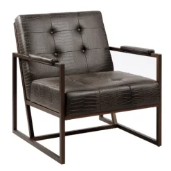 Kirkland's Home Chocolate Walden Faux Leather Accent Chair- Accent Chairs