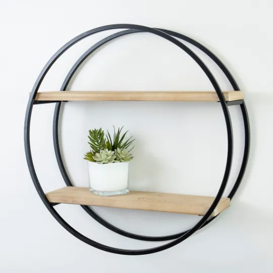 Kirkland's Home Circle Double Wood Wall Shelf, 25 In.- Shelves
