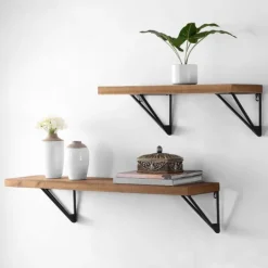 Kirkland's Home Classic Brown Wood Wall Shelves, Set Of 2- Shelves