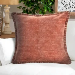 Kirkland's Home Clay Stitched Flange Velvet Throw Pillow- Pillows