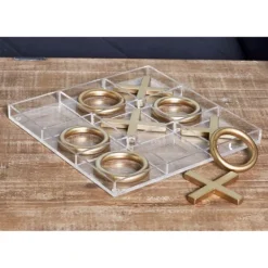 Kirkland's Home Clear And Gold Tic Tac Toe Board- Decorative Accents