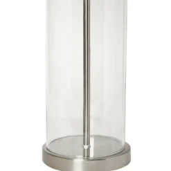 Kirkland's Home Clear Glass And Nickel Cylindrical Table Lamp- Table Lamps