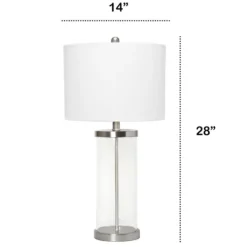 Kirkland's Home Clear Glass And Nickel Cylindrical Table Lamp- Table Lamps