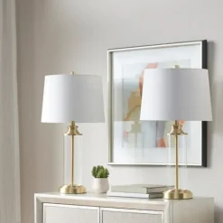 Kirkland's Home Clear Glass Base Gold Table Lamps, Set Of 2- Table Lamps