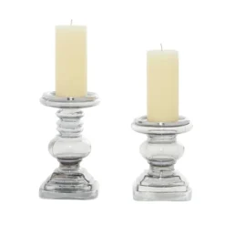 Kirkland's Home Clear Glass Column Candle Holders, Set Of 2- Candle Holders