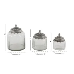 Kirkland's Home Clear Glass Jars With Decorative Lids, Set Of 3- Decorative Bowls & Jars