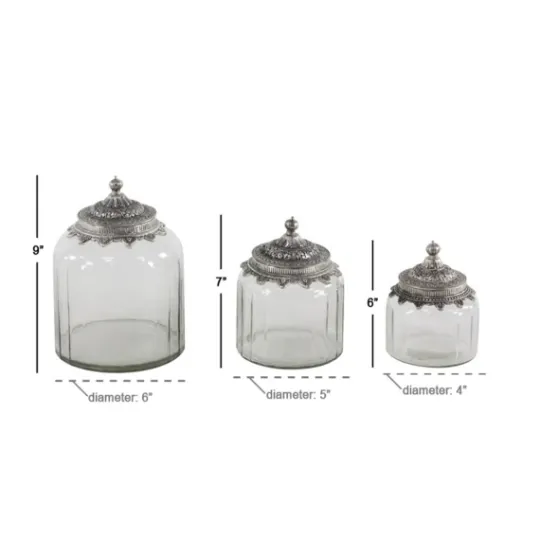 Kirkland's Home Clear Glass Jars With Decorative Lids, Set Of 3- Decorative Bowls & Jars