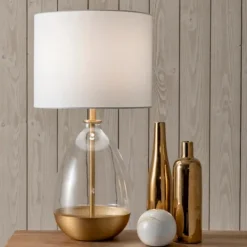 Kirkland's Home Clear Gold Dipped Glass Table Lamp- Table Lamps