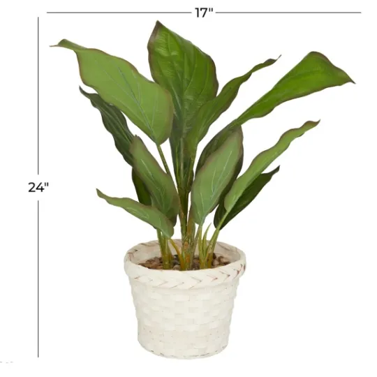 Kirkland's Home Coastal Foliage In Woven Bamboo Planter- Arrangements & Greenery