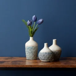 Kirkland's Home Coastal Scalloped Vases, Set Of 3- Vases