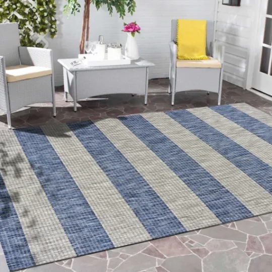Kirkland's Home Coastal Stripes Outdoor Area Rug, 7X9- Outdoor Rugs