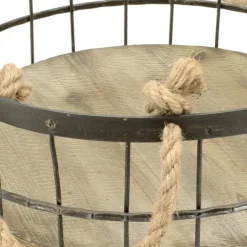 Kirkland's Home Coastal Wire And Wood Baskets, Set Of 2- Baskets & Boxes