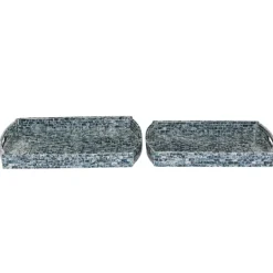 Kirkland's Home Coastal Wood And Oyster Shell Trays, Set Of 2- Decorative Trays