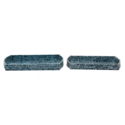 Kirkland's Home Coastal Wood And Oyster Shell Trays, Set Of 2- Decorative Trays
