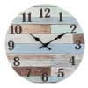 Kirkland's Home Coastal Worn Blue And White Wooden Wall Clock- Clocks