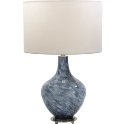 Kirkland's Home Cobalt Blue Swirl Carved Glass Table Lamp- Table Lamps