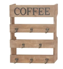 Kirkland's Home Coffee Metal And Wood Plank Wall Hooks- Hooks