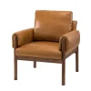 Kirkland's Home Cognac Faux Leather And Wood Accent Chair- Accent Chairs