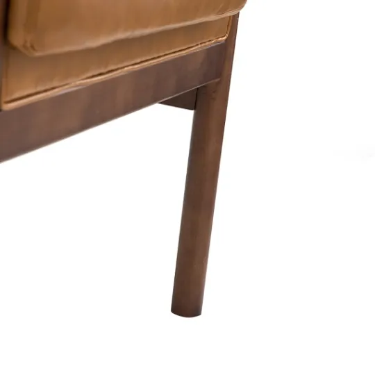 Kirkland's Home Cognac Faux Leather And Wood Accent Chair- Accent Chairs