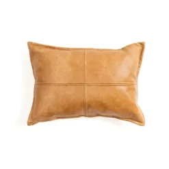 Kirkland's Home Cognac Faux Leather Lumbar Pillow- Pillows