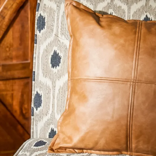 Kirkland's Home Cognac Faux Leather Throw Pillow- Pillows