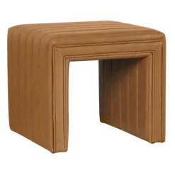 Kirkland's Home Cognac Leather Arch Ottoman- Benches & Ottomans