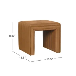 Kirkland's Home Cognac Leather Arch Ottoman- Benches & Ottomans