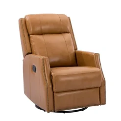 Kirkland's Home Cognac Leather Upholstered Recliner Chair- Accent Chairs