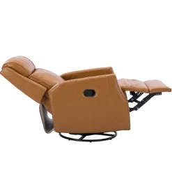 Kirkland's Home Cognac Leather Upholstered Recliner Chair- Accent Chairs