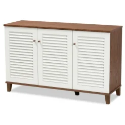 Kirkland's Home Collier Two-Tone 3-Door Shoe Storage Cabinet- Entryway Furniture