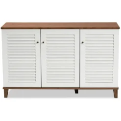 Kirkland's Home Collier Two-Tone 3-Door Shoe Storage Cabinet- Entryway Furniture