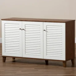 Kirkland's Home Collier Two-Tone 3-Door Shoe Storage Cabinet- Entryway Furniture