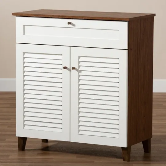 Kirkland's Home Collier Two-Tone Drawer Shoe Storage Cabinet- Entryway Furniture