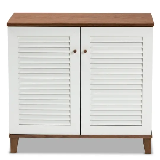 Kirkland's Home Collier Two-Tone Slatted Shoe Storage Cabinet- Entryway Furniture