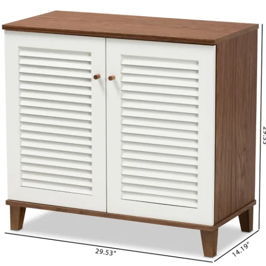 Kirkland's Home Collier Two-Tone Slatted Shoe Storage Cabinet- Entryway Furniture
