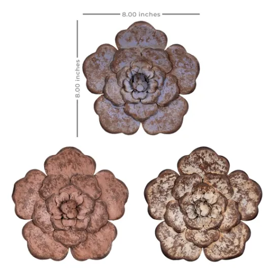 Kirkland's Home Color Metal Flower Wall Plaques, Set Of 3- Wall Plaques