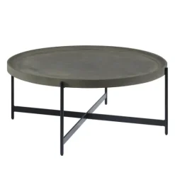 Kirkland's Home Concrete Round Tray Top Coffee Table- Coffee Tables