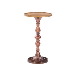 Kirkland's Home Copper Plated Accent Table With Mango Wood Top- Accent & End Tables