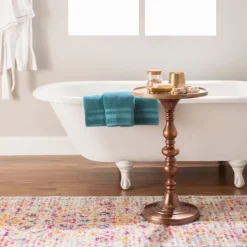 Kirkland's Home Copper Plated Accent Table With Mango Wood Top- Accent & End Tables