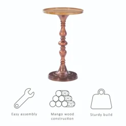 Kirkland's Home Copper Plated Accent Table With Mango Wood Top- Accent & End Tables