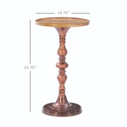 Kirkland's Home Copper Plated Accent Table With Mango Wood Top- Accent & End Tables