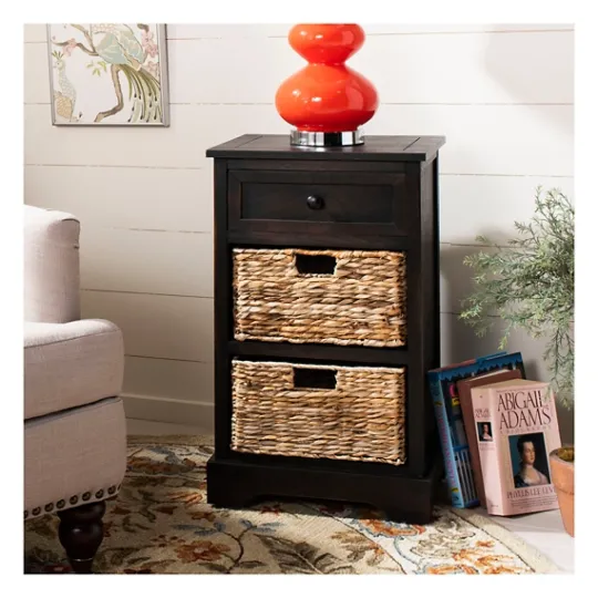 Kirkland's Home Cora Accent Table With Woven Storage Baskets- Accent & End Tables