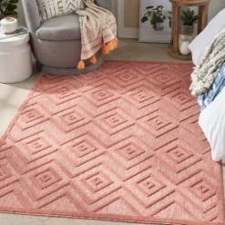 Kirkland's Home Coral Diamond Indoor/Outdoor Area Rug, 5X7- Outdoor Rugs