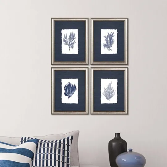 Kirkland's Home Coral 4-Pc. Silver Framed Art Print Set- Framed Art