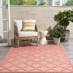 Kirkland's Home Coral Trellis Indoor/Outdoor Area Rug, 6X9- Outdoor Rugs