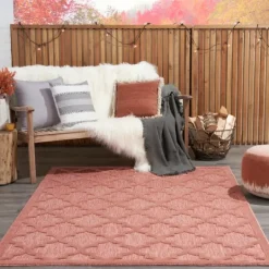 Kirkland's Home Coral Trellis Indoor/Outdoor Area Rug, 6X9- Outdoor Rugs