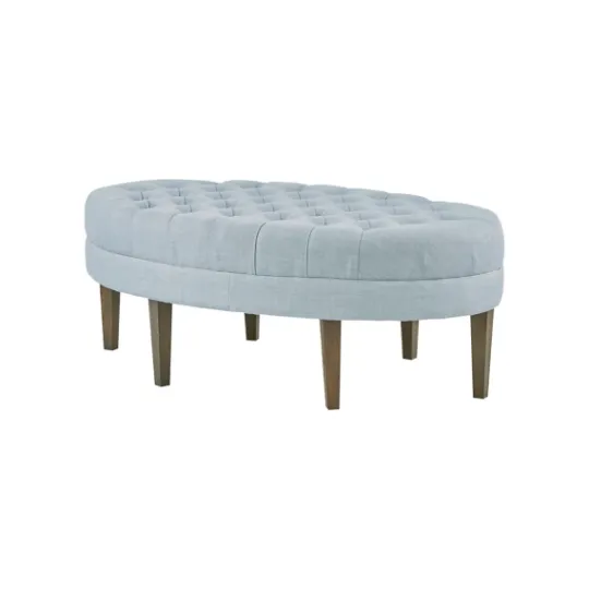 Kirkland's Home Cory Tufted Dusty Linen Ottoman- Benches & Ottomans